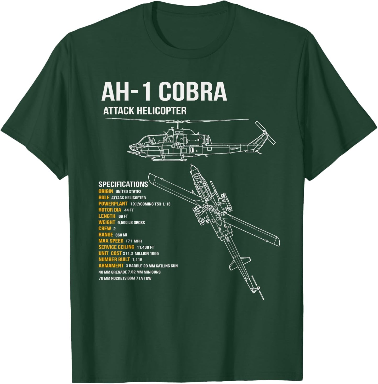 AH-1 Cobra Helicopter T-Shirt - T-Shirt | Forest