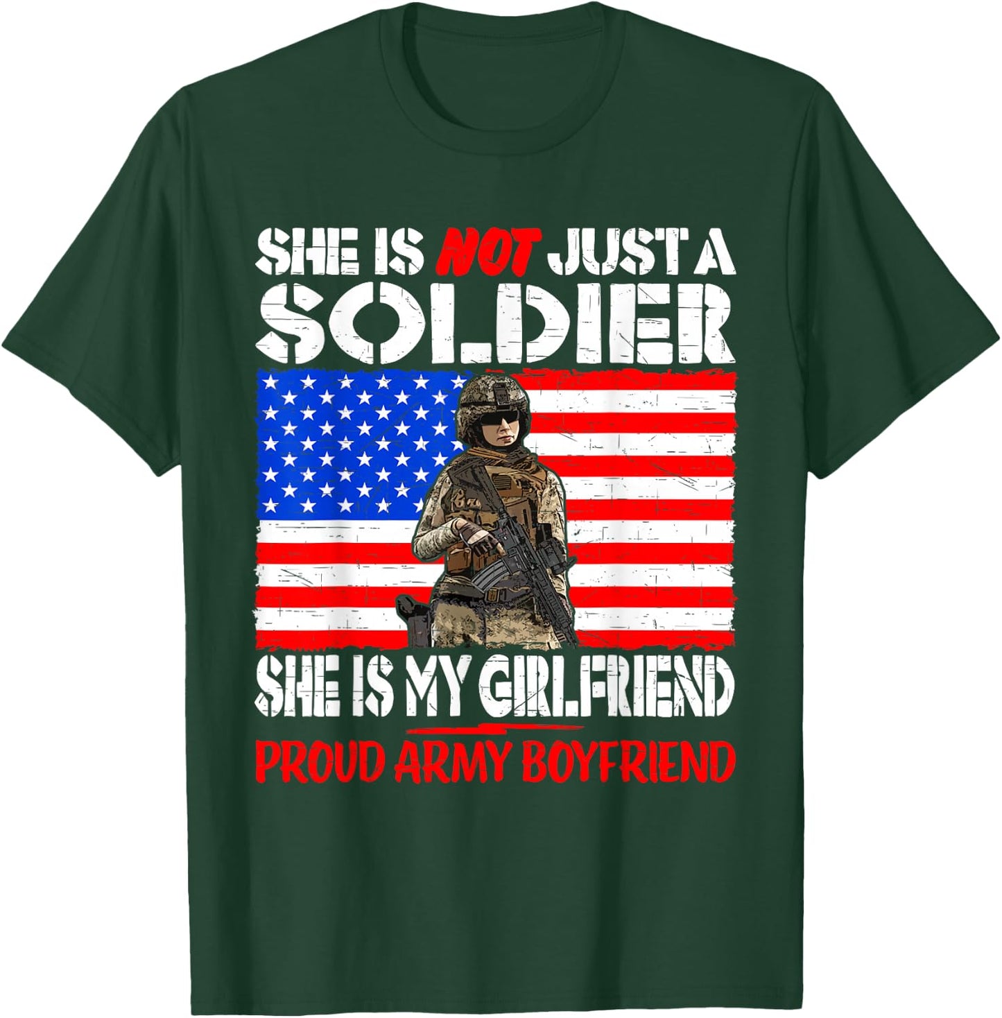 My Girlfriend Is A Soldier Proud Army Boyfriend Shirt Gifts T-Shirt - T-Shirt | Forest
