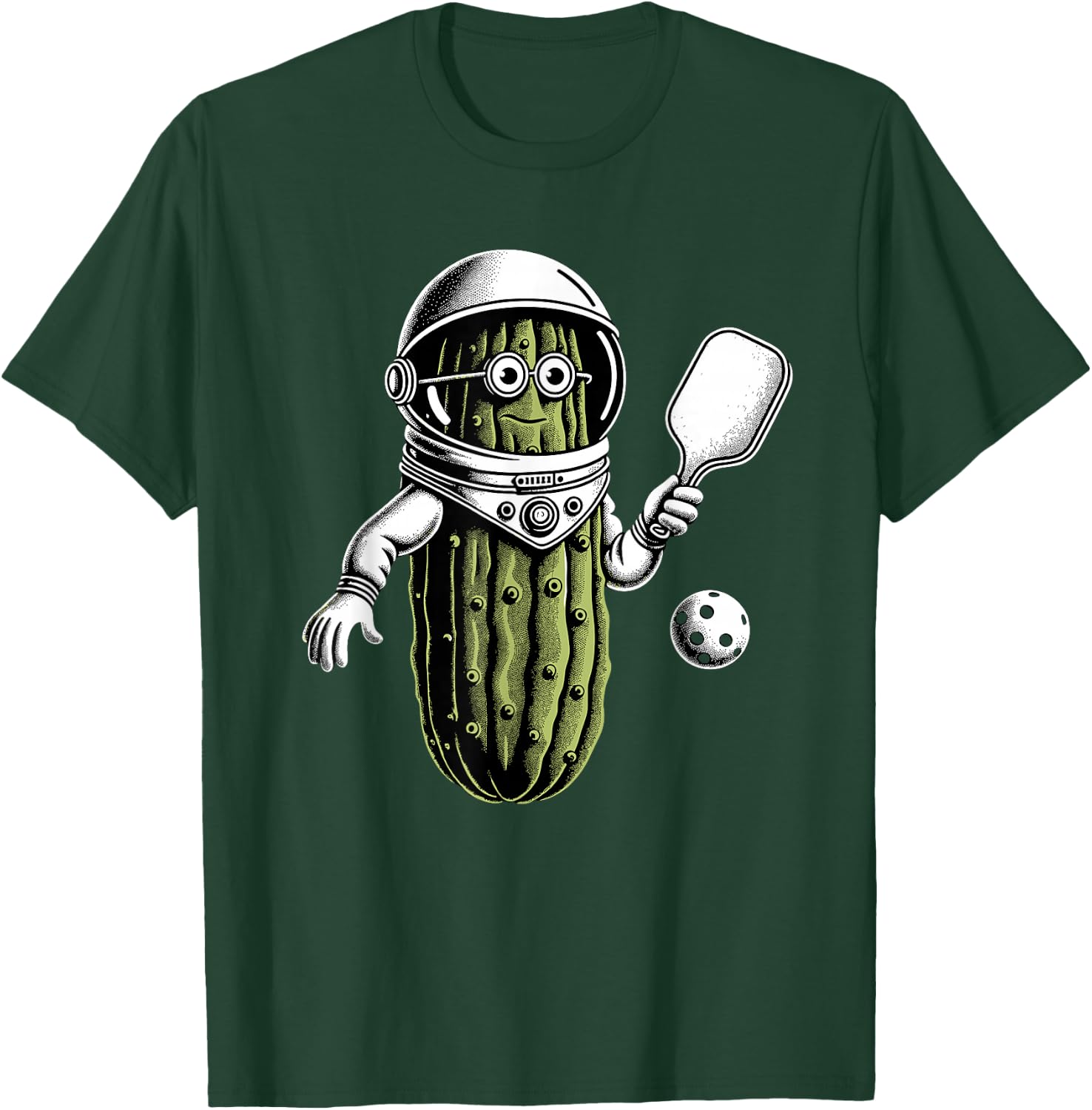 Space Astronaut Pickle Playing Pickleball Pickle Ball Player T-Shirt - T-Shirt | Forest