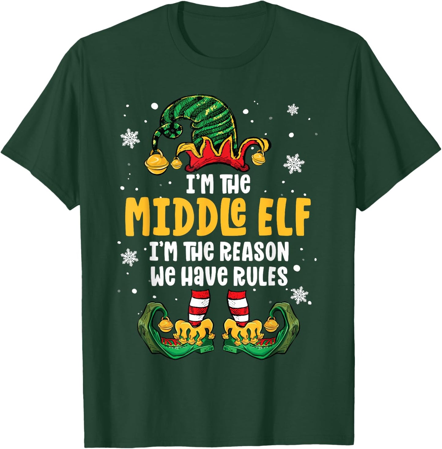 Middle Child Shirt Elf Family Matching Sibling Christmas T-Shirt - T-Shirt | Forest