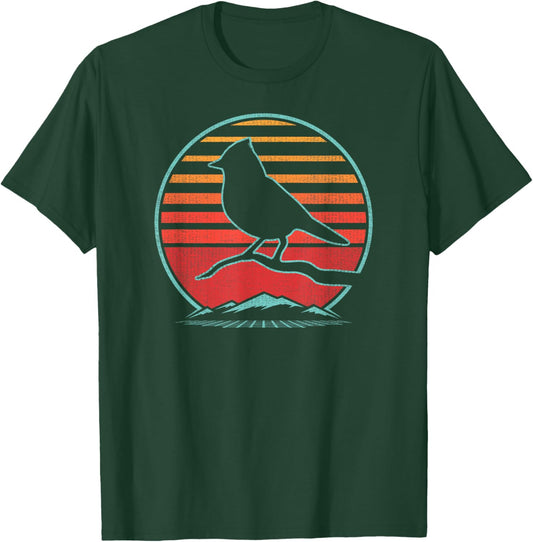 Titmouse Bird Retro Vintage 80s Style Birding Gift T-Shirt - T-Shirt | Forest