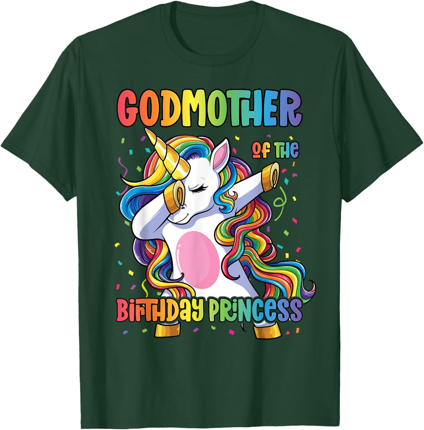Godmother of the Birthday Princess Dabbing Unicorn Girl T-Shirt - T-Shirt | Forest