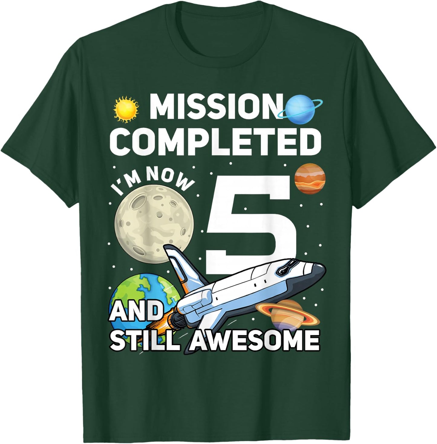 5th Space Birthday Space Birthday Party 5 Years Old T-Shirt - T-Shirt | Forest