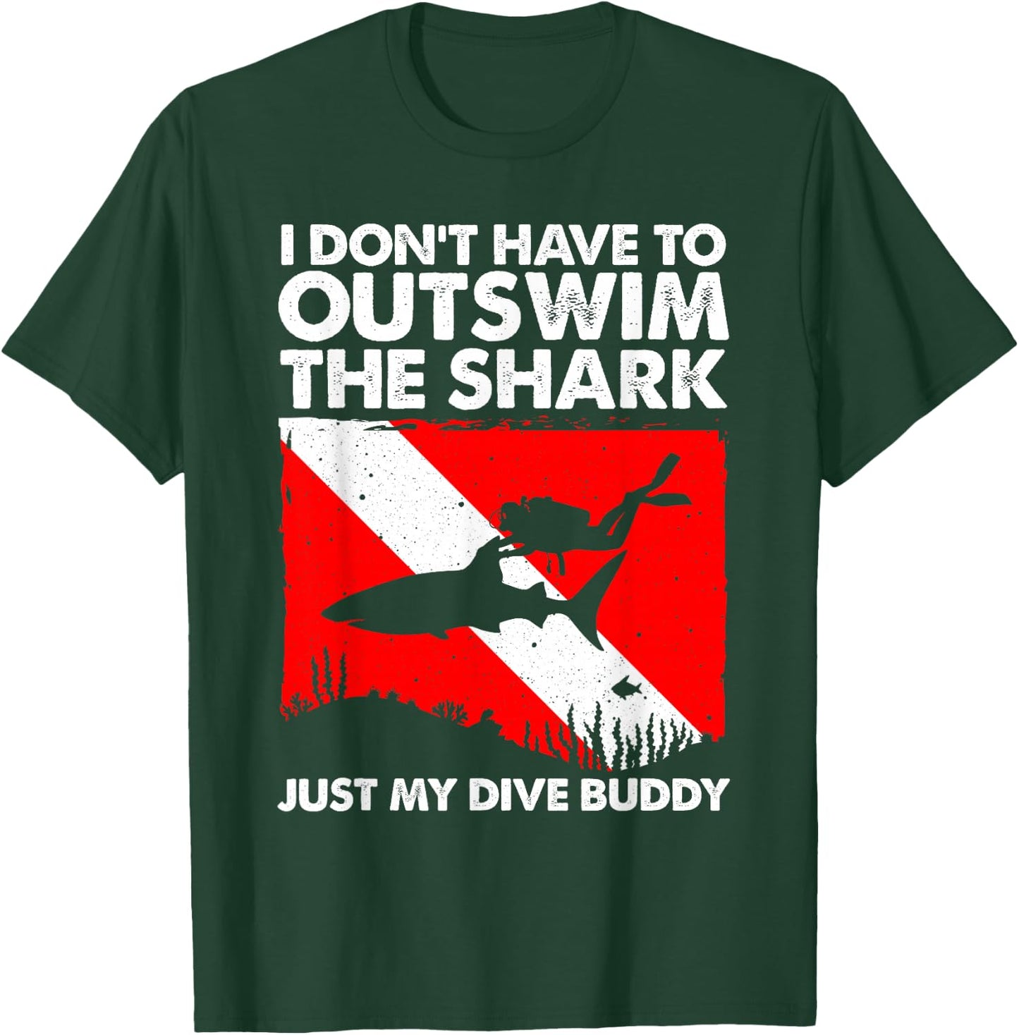Funny Scuba Diving Design Women Shark Diving Buddy T-Shirt - T-Shirt | Forest
