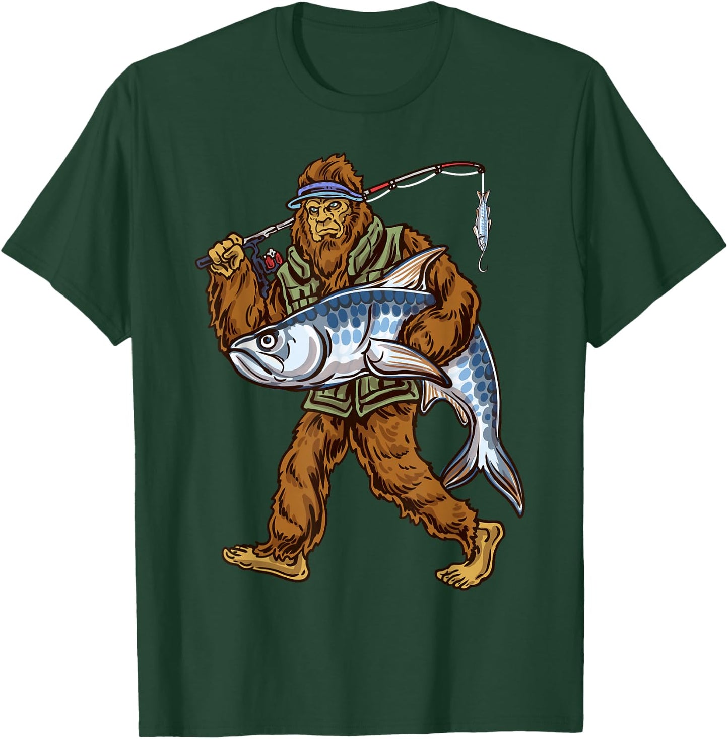 Northern Outdoors Tarpon Collection Men's Black Tarpon Fishing Bigfoot Theme , Small, Short Sleeve, Classic Fit T-Shirt - T-Shirt | Forest