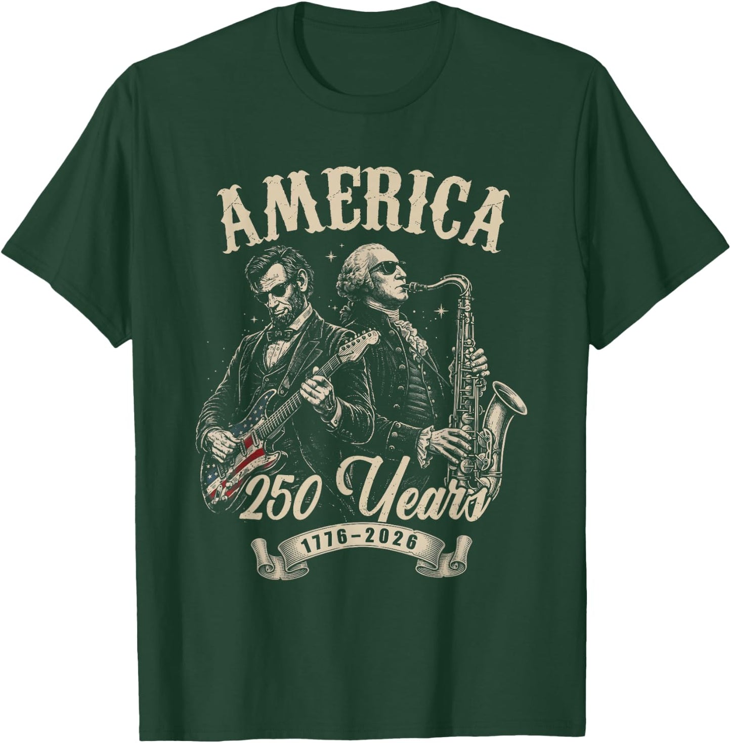 Vintage 250 Years of American 250th Anniversary 1776 2026 T-Shirt - T-Shirt | Forest