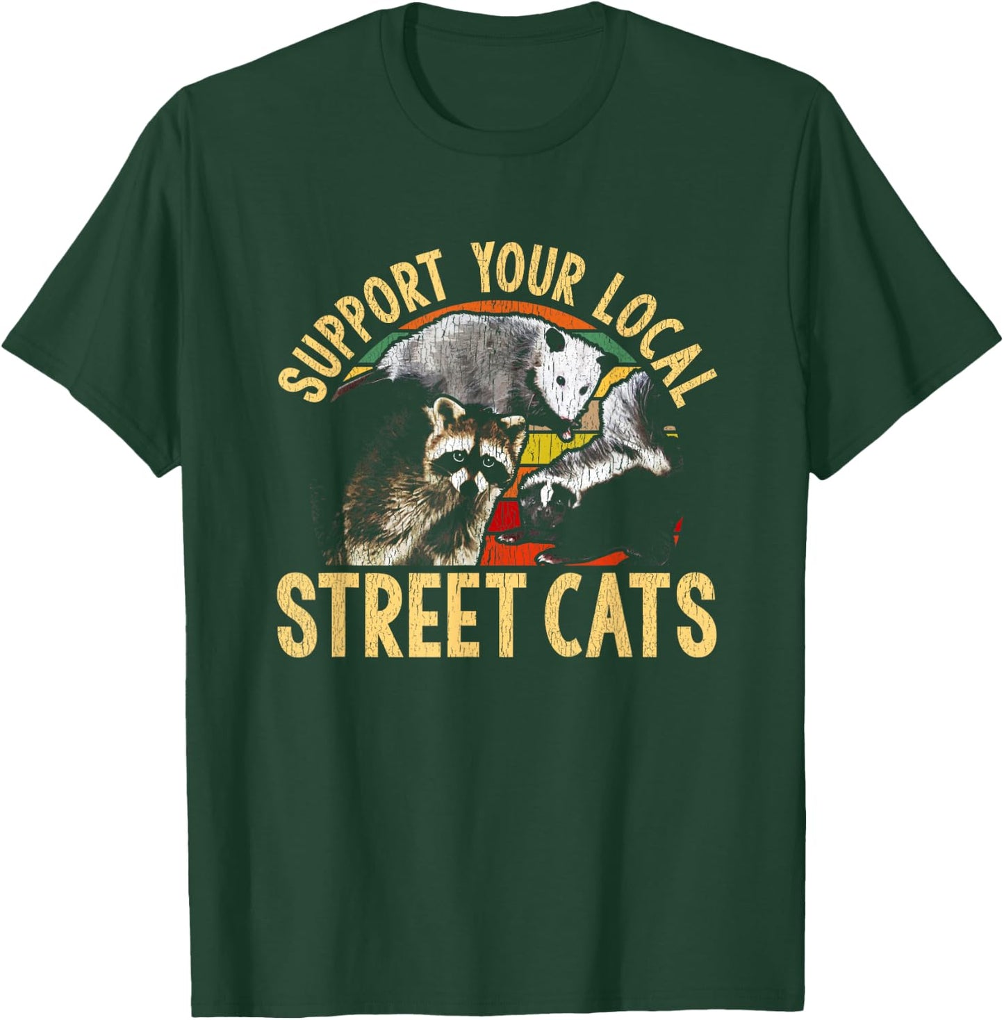 Support Local Street Cats! Raccon, Skunk T-Shirt - T-Shirt | Forest