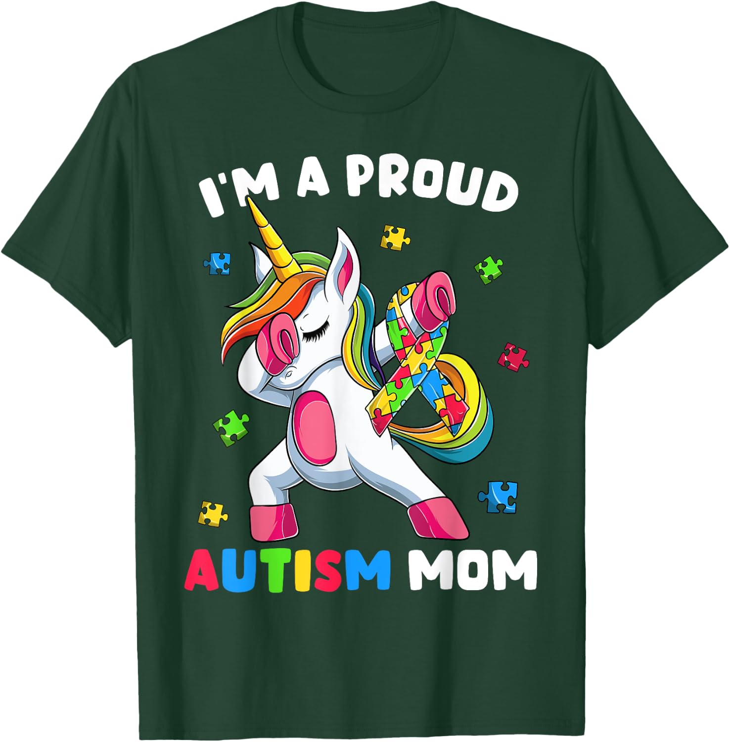 Proud Autism Mom Dab Dance Shirts, Women's Dabbing Unicorn T-Shirt - T-Shirt | Forest