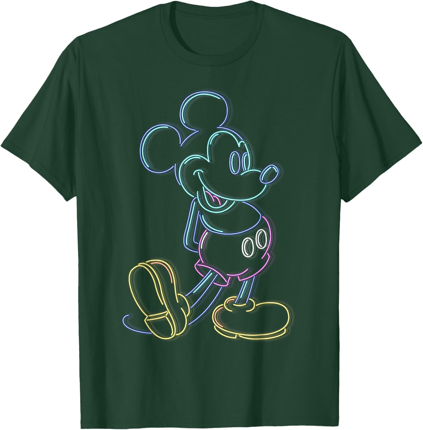 Disney Mickey and Friends Mickey Mouse Neon Line Portrait Small T-Shirt - T-Shirt | Forest