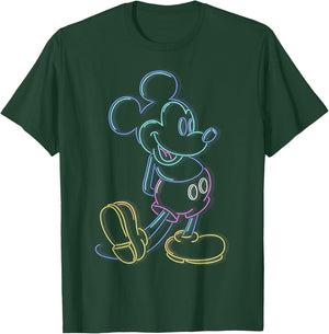 Disney Mickey and Friends Mickey Mouse Neon Line Portrait Small T-Shirt - T-Shirt | Forest