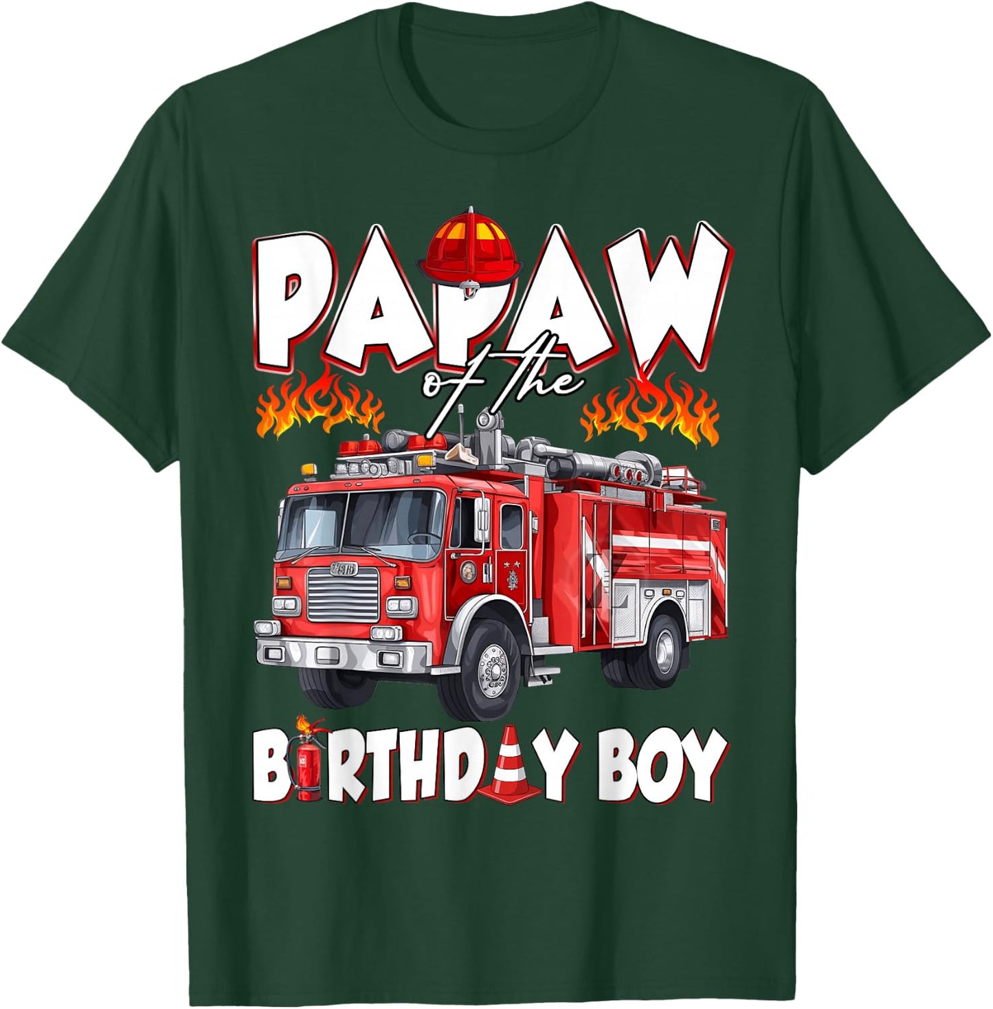 Papaw of The Birthday Boy Fire Truck Firefighter Boys T-Shirt - T-Shirt | Forest