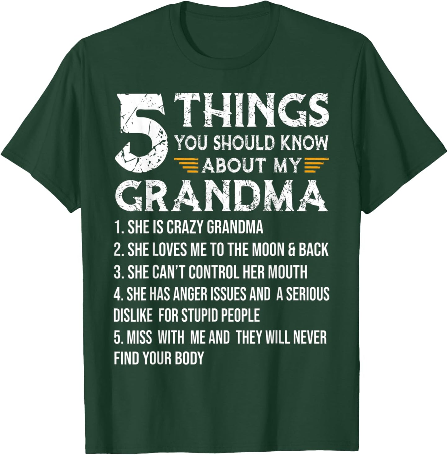 Grandma Shirt 5 Things You Should Know About My Grandma T-Shirt - T-Shirt | Forest