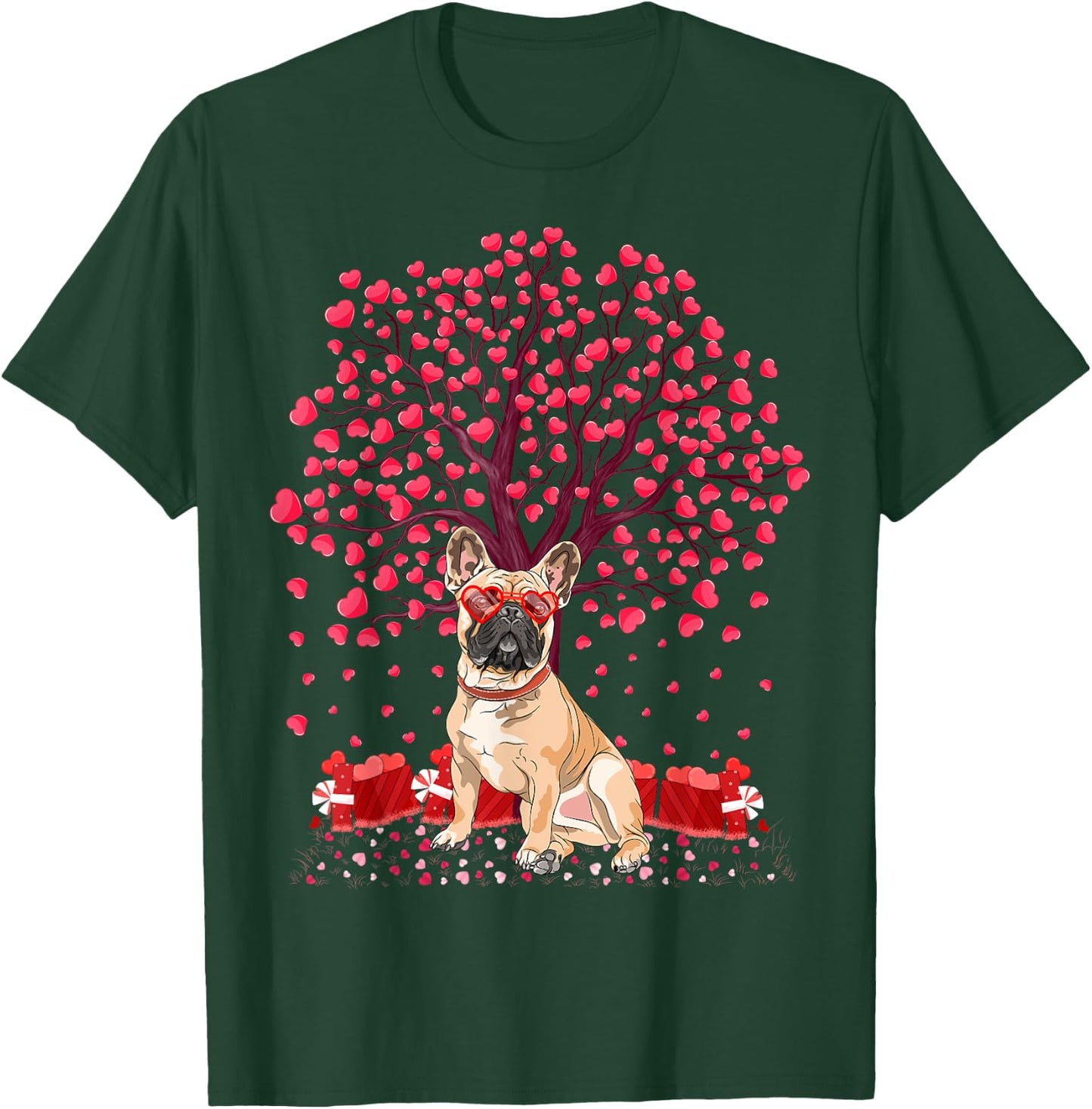 French Bulldog Lover Funny French Bulldog Valentine Day Women Girls Kids T-Shirt - T-Shirt | Forest