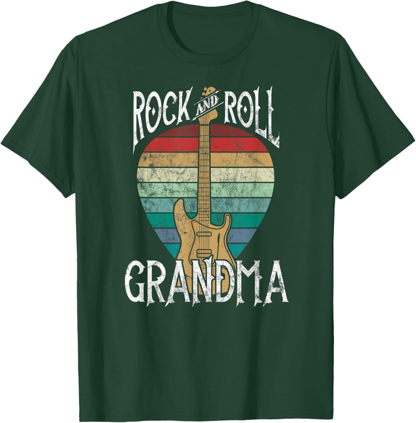 Rock n Roll Grandma Vintage Guitar Player Gift T-Shirt - T-Shirt | Forest