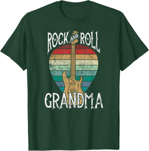 Rock n Roll Grandma Vintage Guitar Player Gift T-Shirt - T-Shirt | Forest