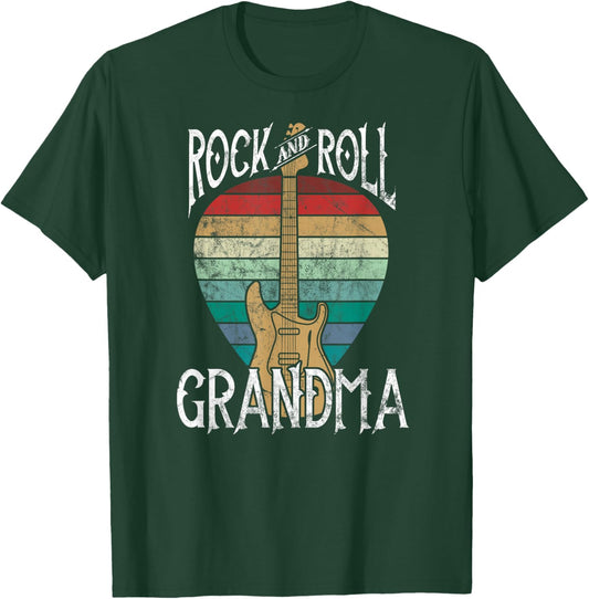 Rock n Roll Grandma Vintage Guitar Player Gift T-Shirt - T-Shirt | Forest