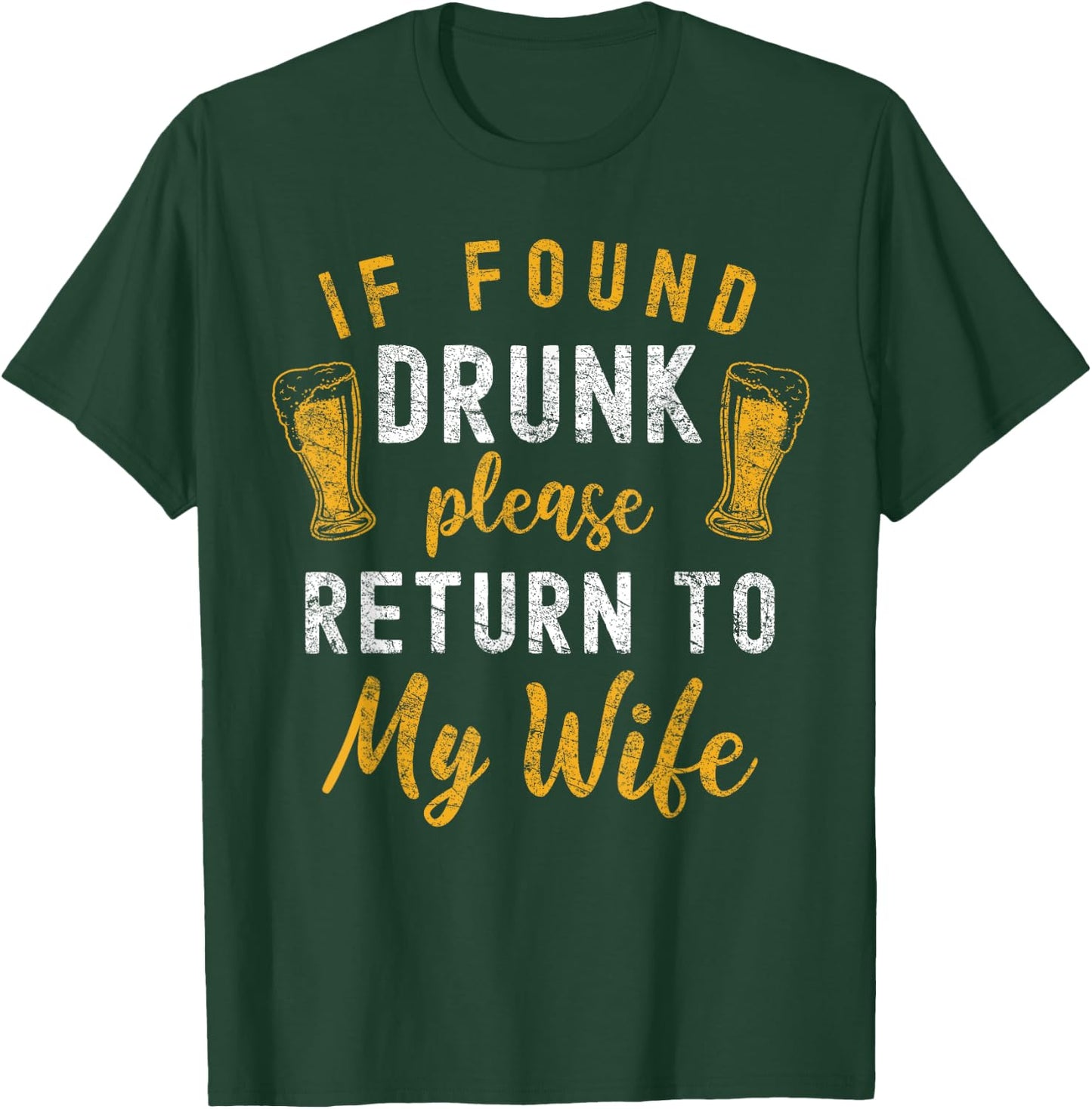 Drunk Couple Matching Funny Husband and Wife If Found Drunk Return To Wife Black Women's Classic Fit Short Sleeve Small T-Shirt - T-Shirt | Forest