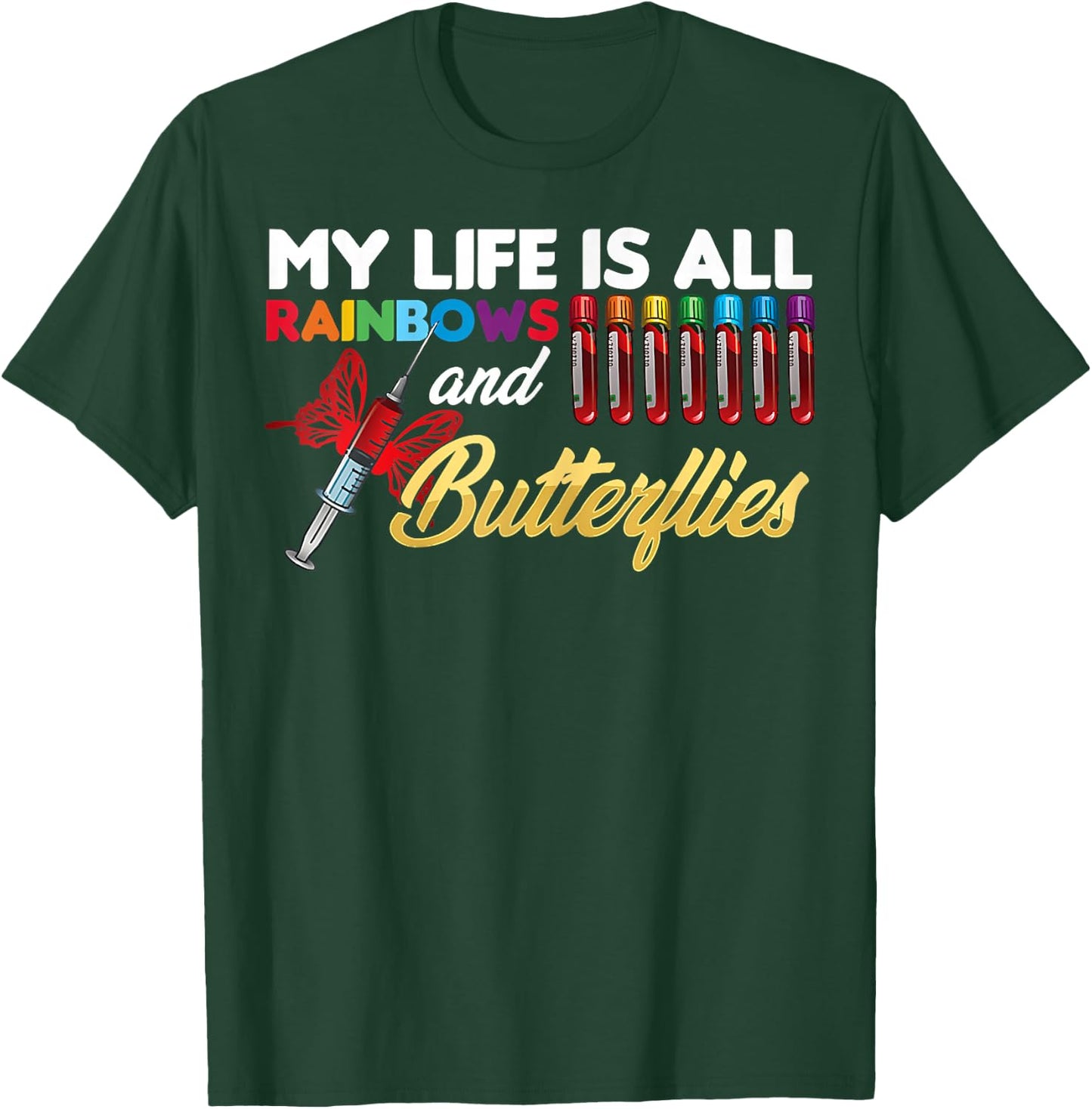 Reaction Glass Butterfly Rainbow Phlebotomy Laboratory Small T-Shirt - T-Shirt | Forest