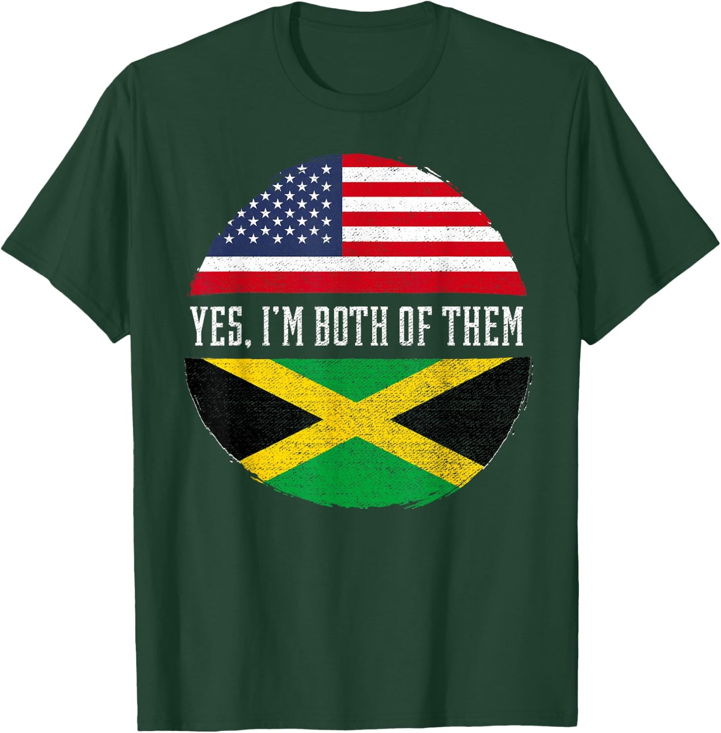 Half American Half Jamaican USA Flag Jamaica Heritage DNA Small T-Shirt - T-Shirt | Forest