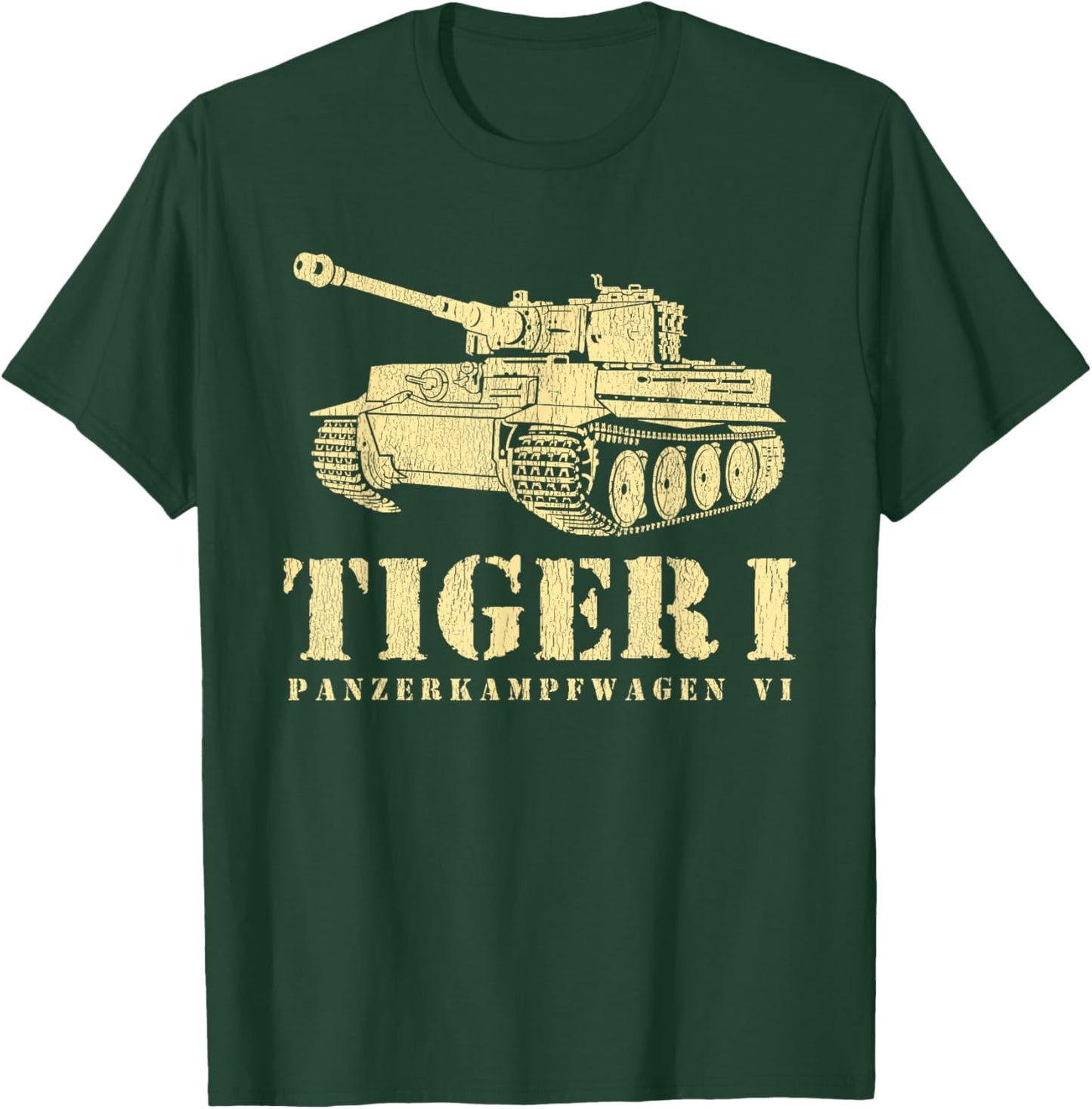 Funny Army Vintage Tiger Tank PzKpfw VI WWII Gift Men Boys T-Shirt - T-Shirt | Forest