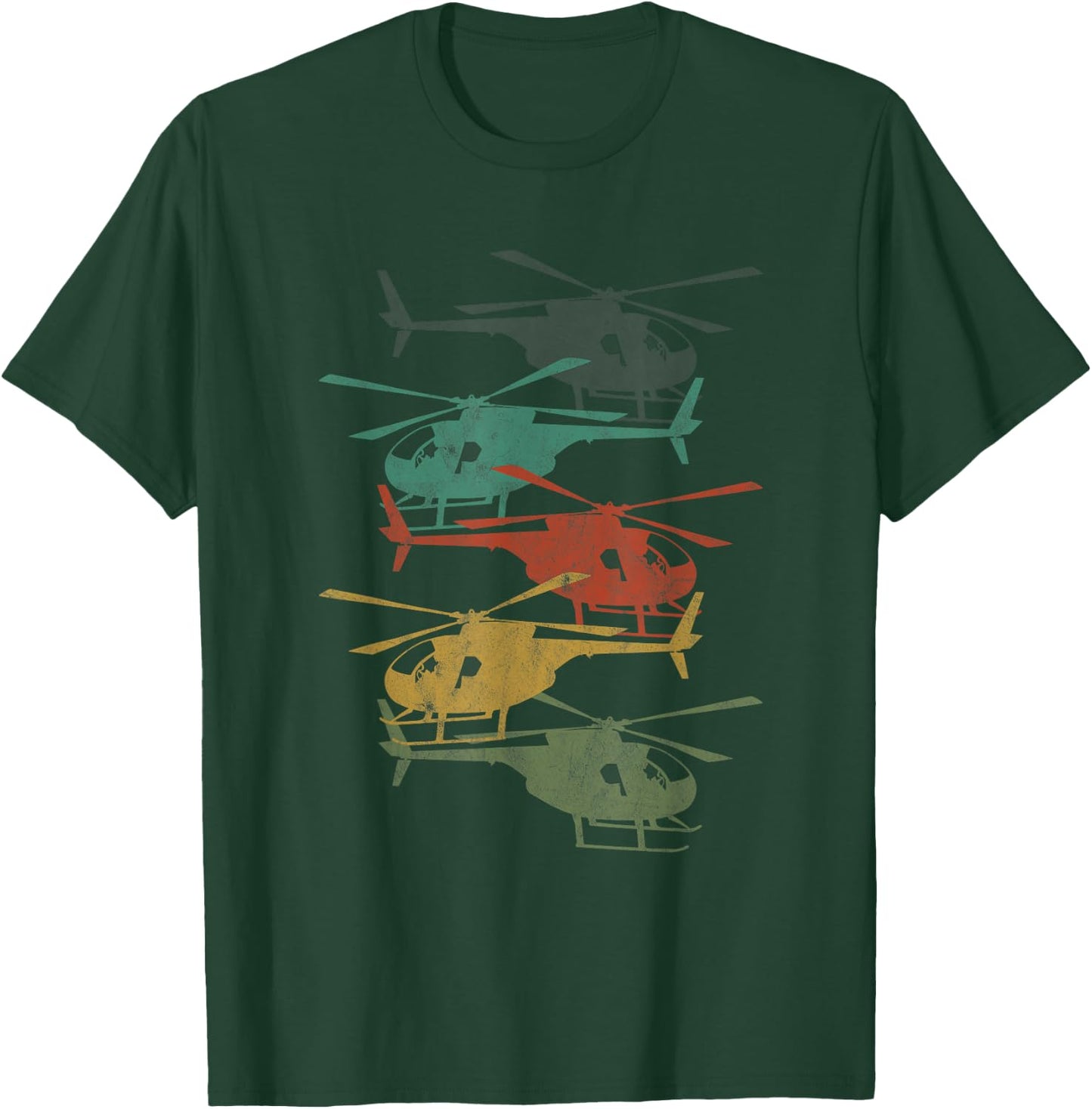 Retro Aircraft Helicopter Lover Pilot Aviation T-Shirt - T-Shirt | Forest
