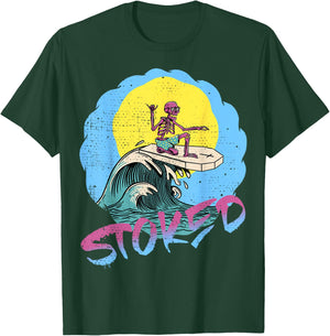 Surfing Skeleton Shaka T Shirts 80s Surf Surfboard T-Shirt - T-Shirt | Forest
