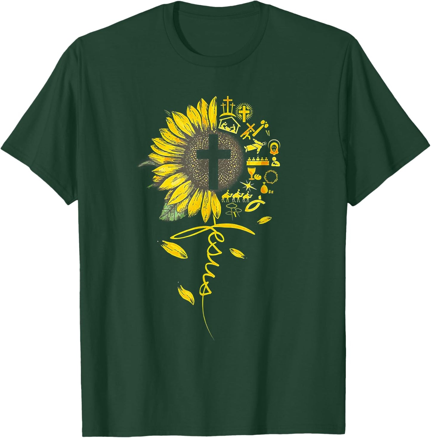 Jesus Sunflower - Funny Christian sunflowers Gift T-Shirt - T-Shirt | Forest