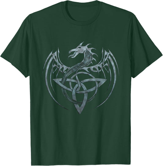 Tribal Celtic Knot Fantasy Mythical Dragon T-Shirt - T-Shirt | Forest