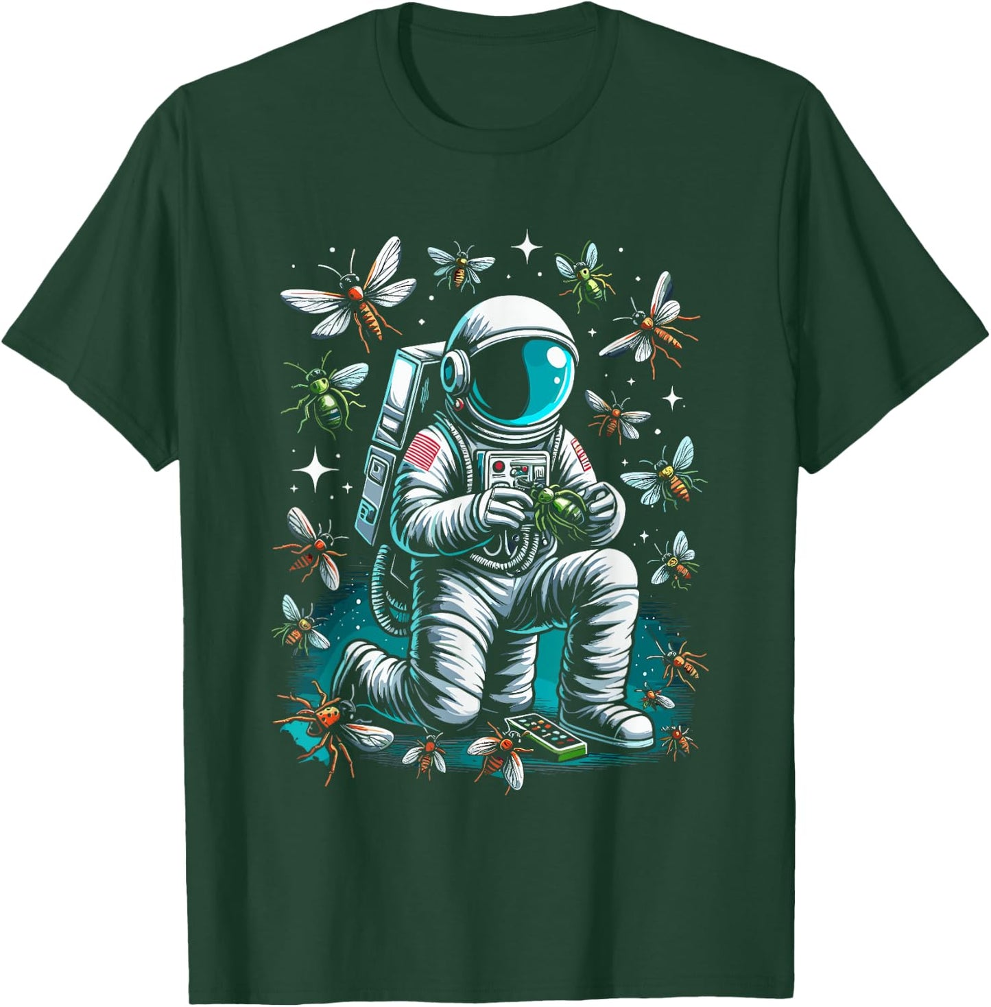 Astronaut Playing With Bugs Entomologist Entomology Bug T-Shirt - T-Shirt | Forest