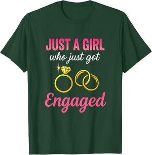 Just A Girl - Engagement Announcement Rings T-Shirt - T-Shirt | Forest