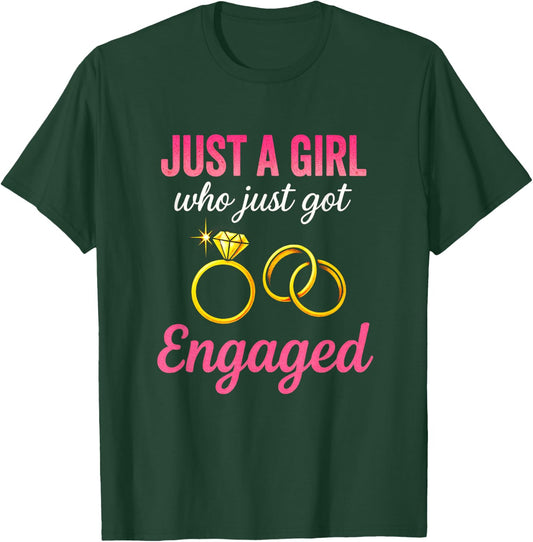 Just A Girl - Engagement Announcement Rings T-Shirt - T-Shirt | Forest