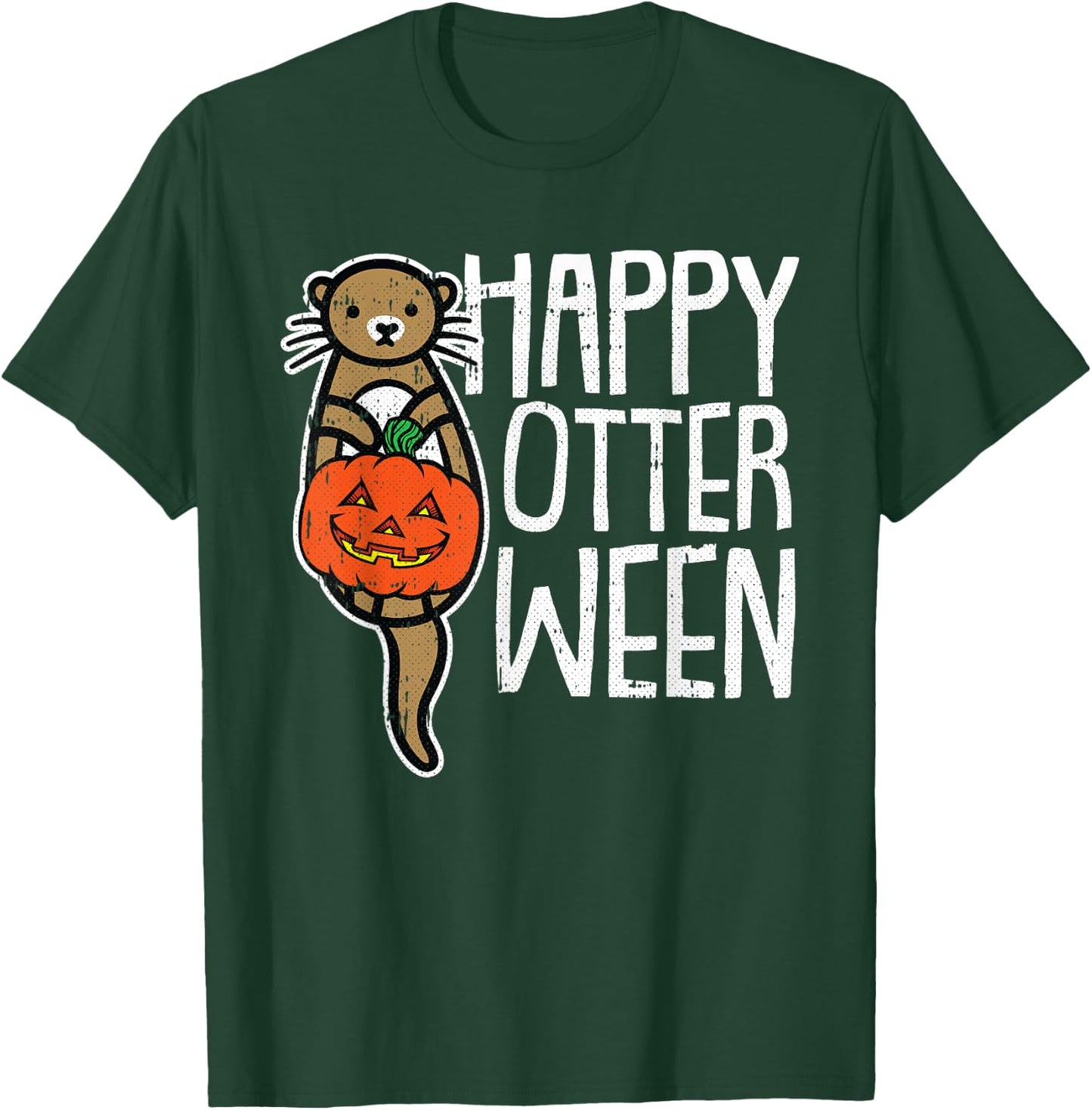 Happy Otter-Ween Lazy Halloween Costume Funny Animal Pun T-Shirt - T-Shirt | Forest