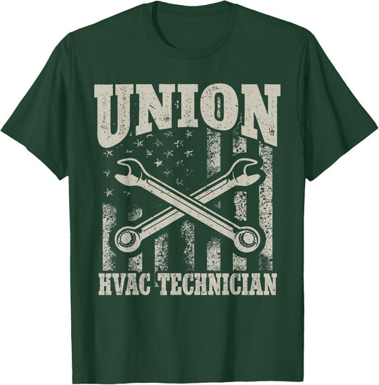 HVAC Mechanic Certified HVAC Tech Union HVAC Technician T-Shirt - T-Shirt | Forest