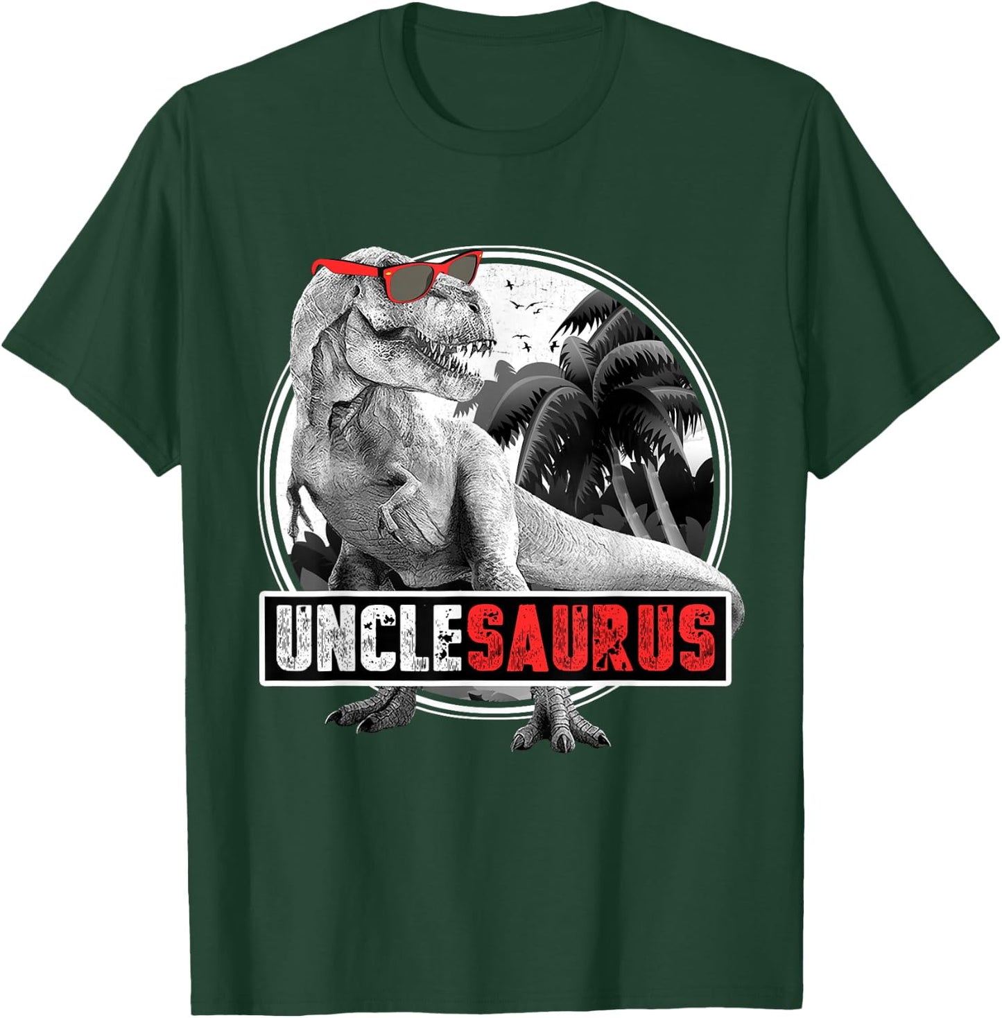 Dinosaur Family Dinosaurier - Men's Unclesaurus T-Rex Dinosaur Uncle - Black - Small - Short Sleeve - Cotton 60%, Polyester 40% T-Shirt - T-Shirt | Forest