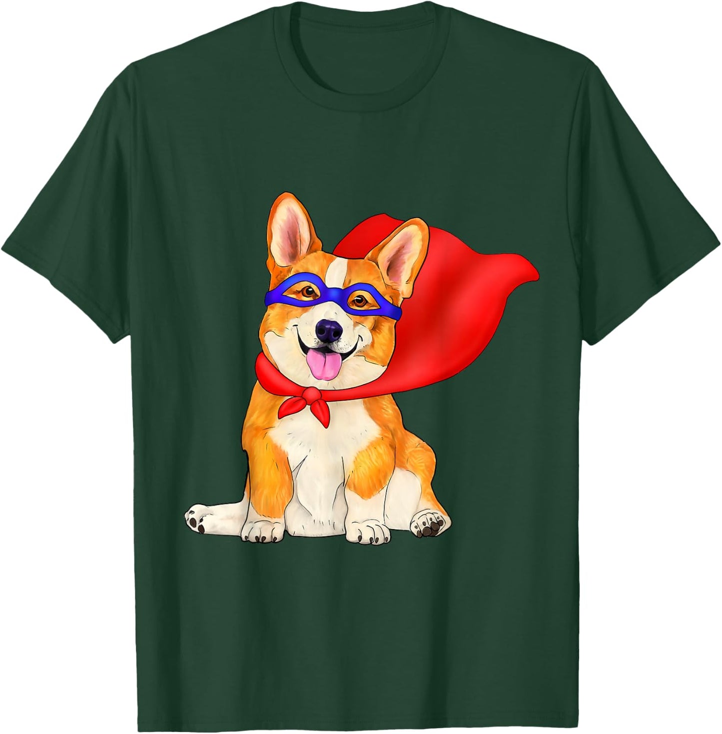 Super hero corgi - cute superhero dog in red cape Men Women Kids T-Shirt - T-Shirt | Forest
