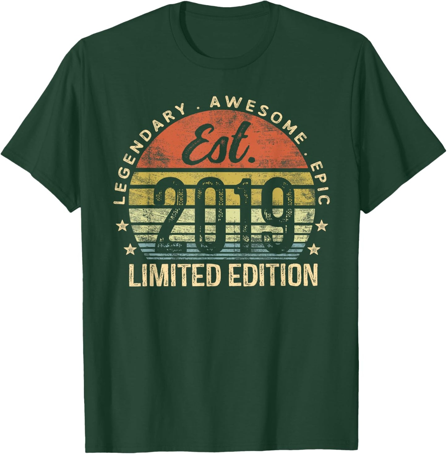 Est 2019 Limited Edition 6th Birthday Gifts 6 Year Old T-Shirt - T-Shirt | Forest