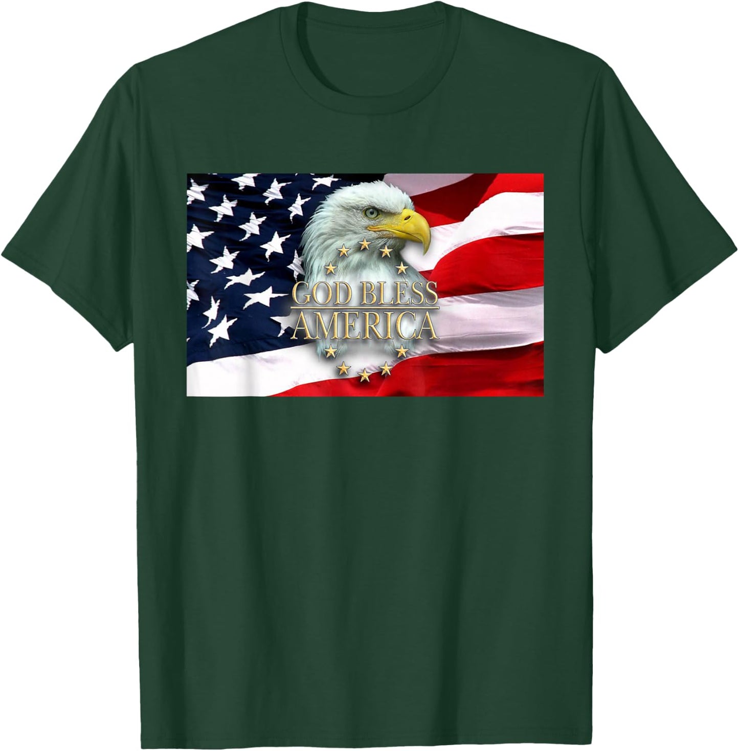 God Bless America Bald Eagle USA American Flag 4th of July T-Shirt - T-Shirt | Forest