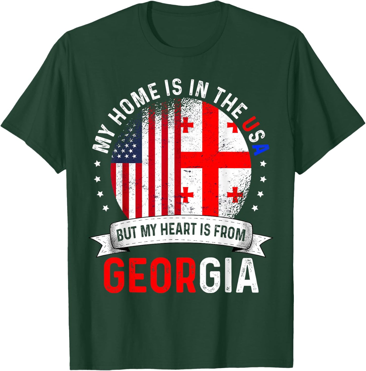 Georgian American Patriot Heart is from Georgia Flag T-Shirt - T-Shirt | Forest