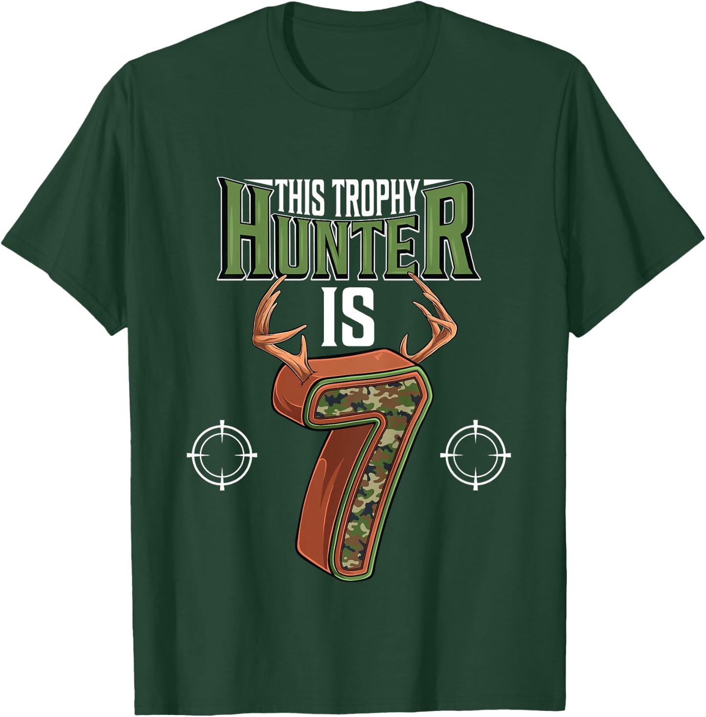 7 Year Old Hunting 7th Birthday Party Deer Hunter T-Shirt - T-Shirt | Forest