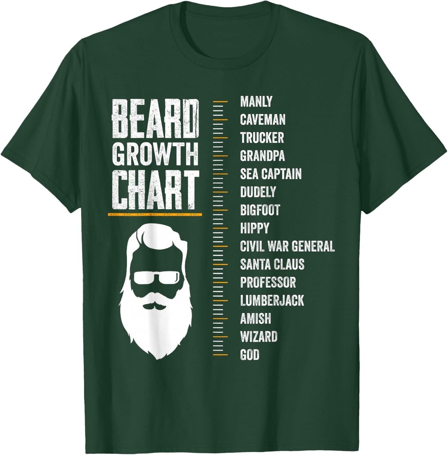 Funny Beard Growth Chart Gift Bearded Man Size Measurement T-Shirt - T-Shirt | Forest