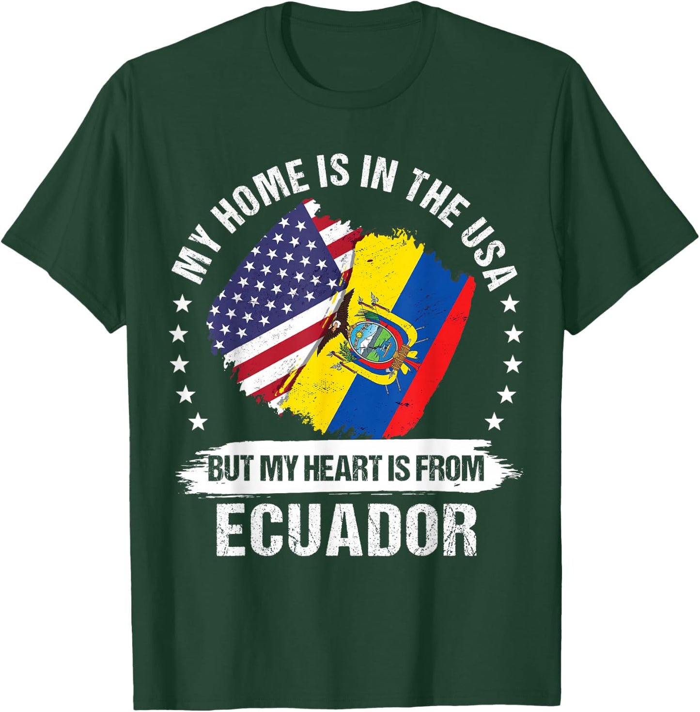 American Patriot Ecuador Flag American Ecuadorian Roots T-Shirt - T-Shirt | Forest