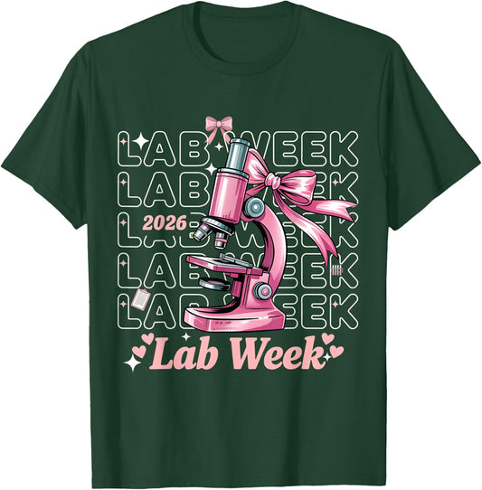 Happy Lab Week 2026 Phlebotomist Laboratory Week T-Shirt - T-Shirt | Forest