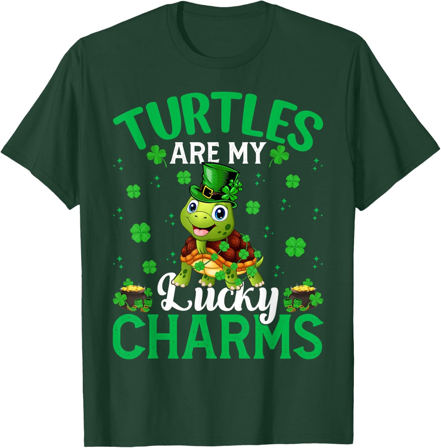 Funny Turtles Are My Lucky Charms Turtle St. Patrick's Day T-Shirt - T-Shirt | Forest