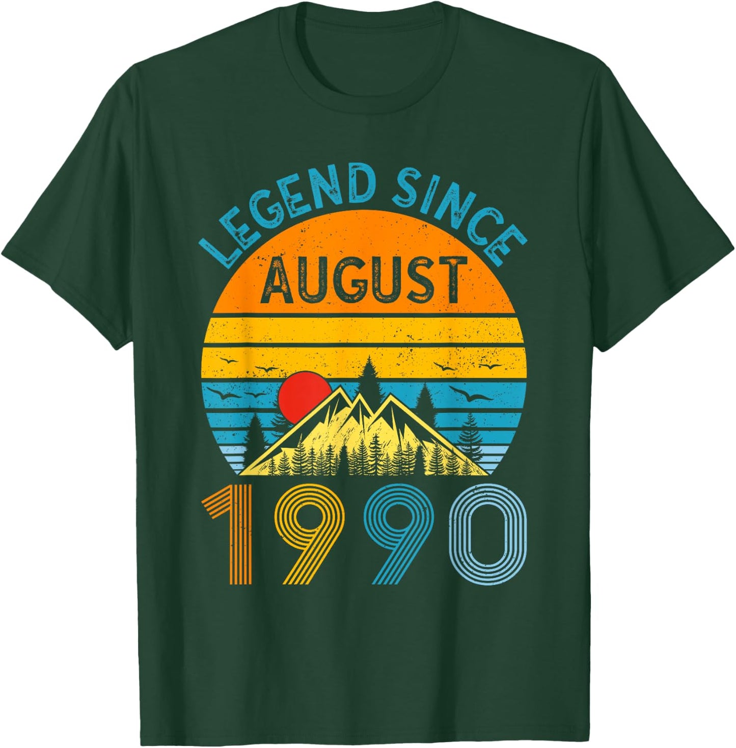 Legend Since August 1990 35th Birthday Vintage 35 Years Old T-Shirt - T-Shirt | Forest