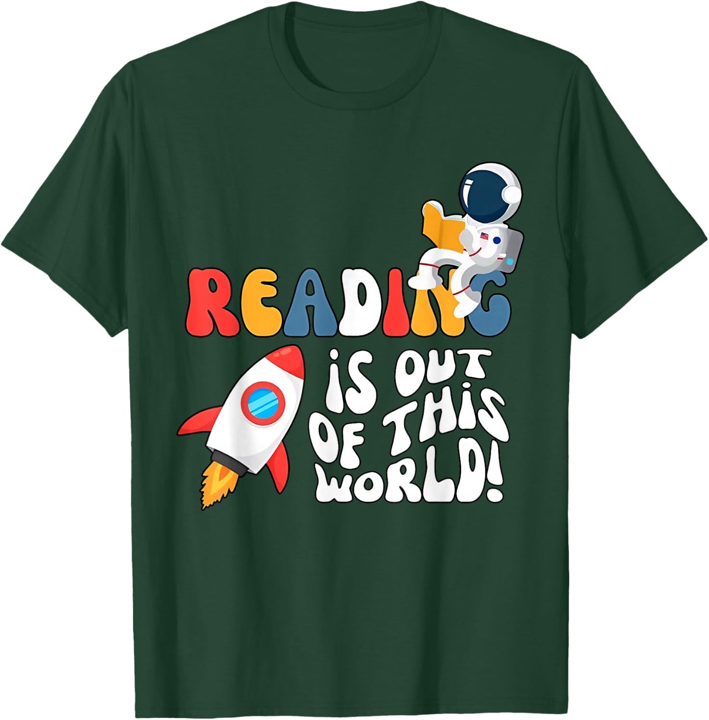 Reading is out of this World Space Book Lover Teacher Women Girls Kids T-Shirt - T-Shirt | Forest