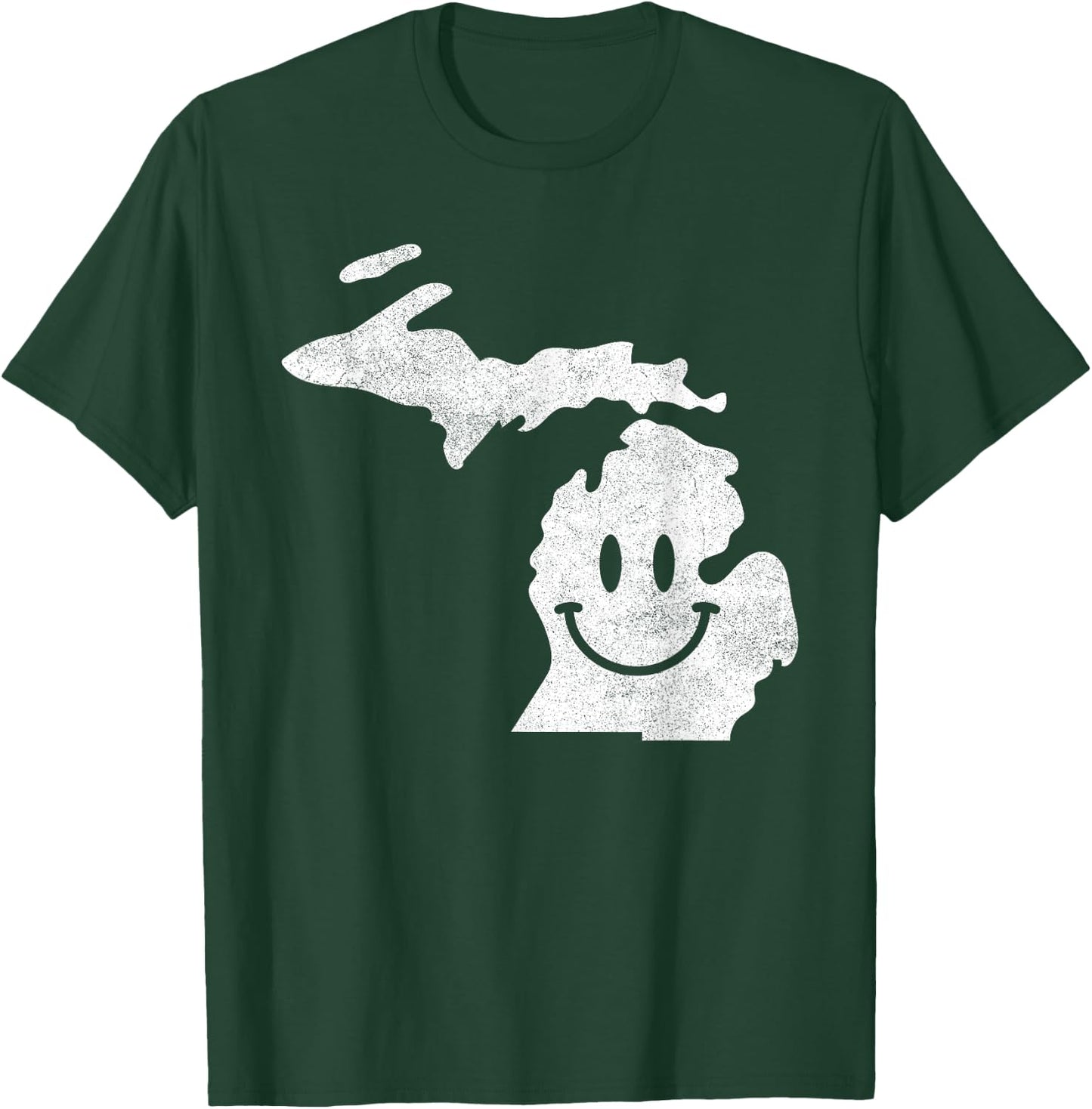 Smiling in MI – Funny Michigan Happy Face T-Shirt - T-Shirt | Forest