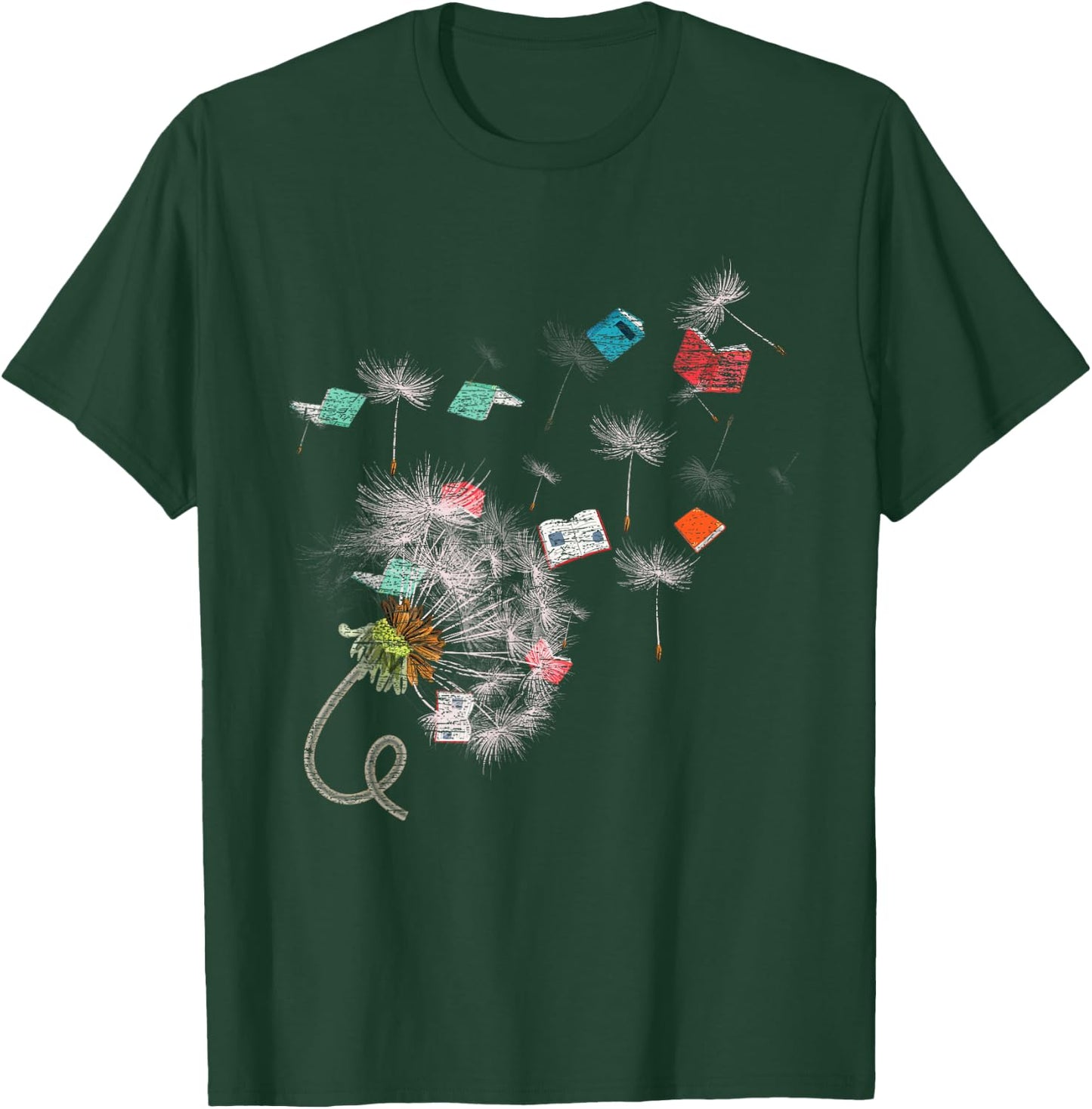 Book Librarian Dandelion Book Reading T-Shirt - T-Shirt | Forest