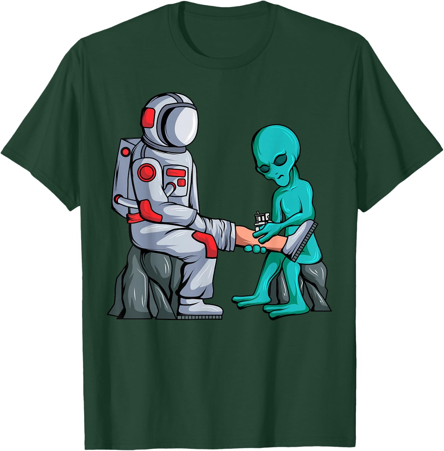 Alien Tattooist Astronaut Tattooing UFO Lover Tattoo Artist T-Shirt - T-Shirt | Forest