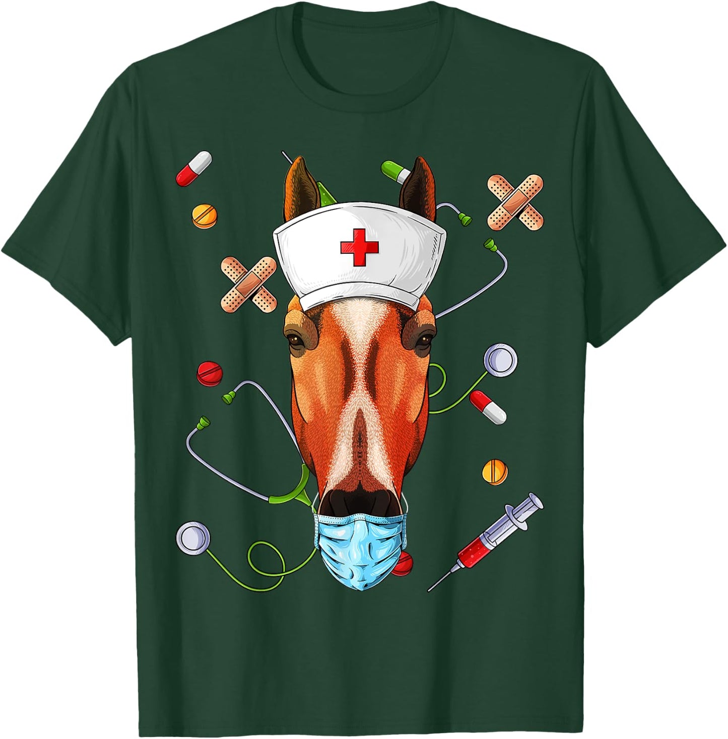 Horse Nurse RN Funny ER Nursing School Graduation T-Shirt - T-Shirt | Forest