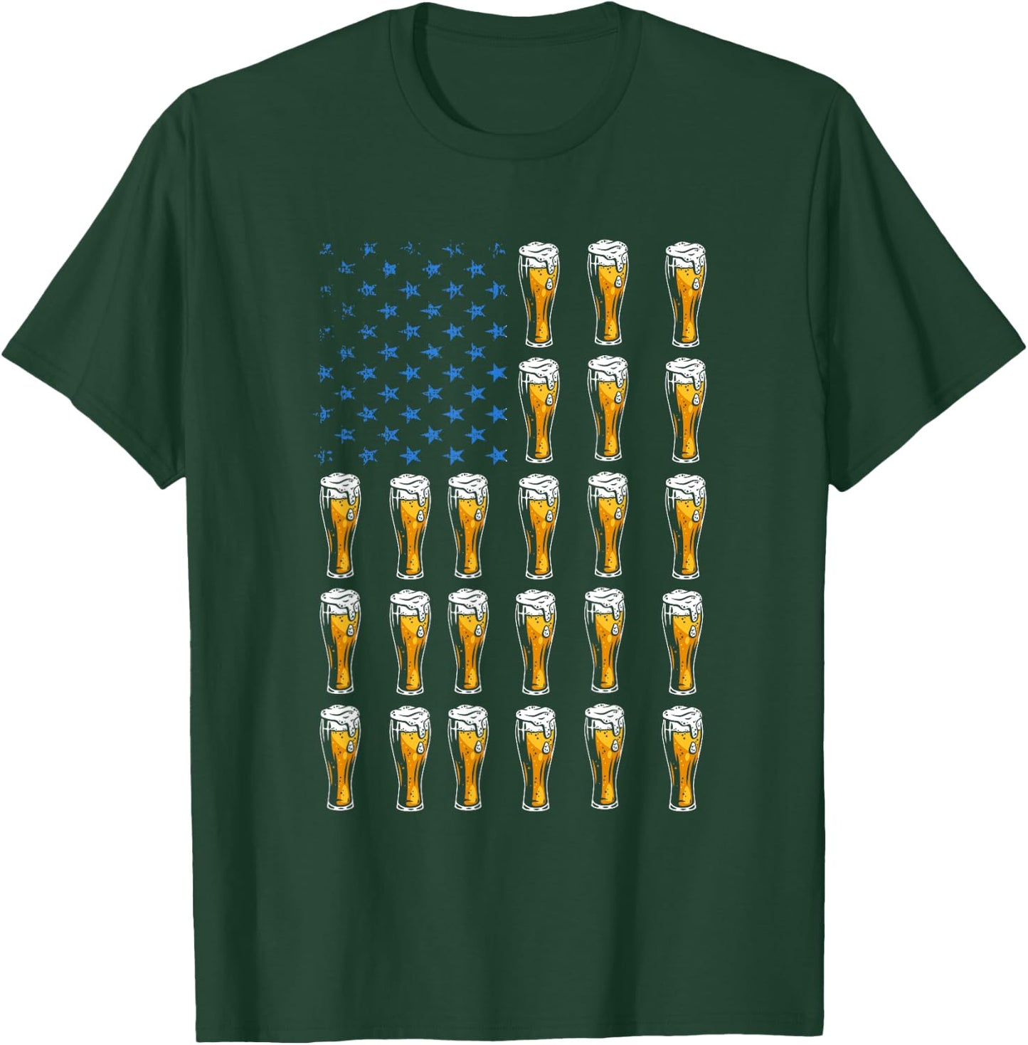 Craft Beer American Flag USA , 4th July Brewery T-Shirt - T-Shirt | Forest